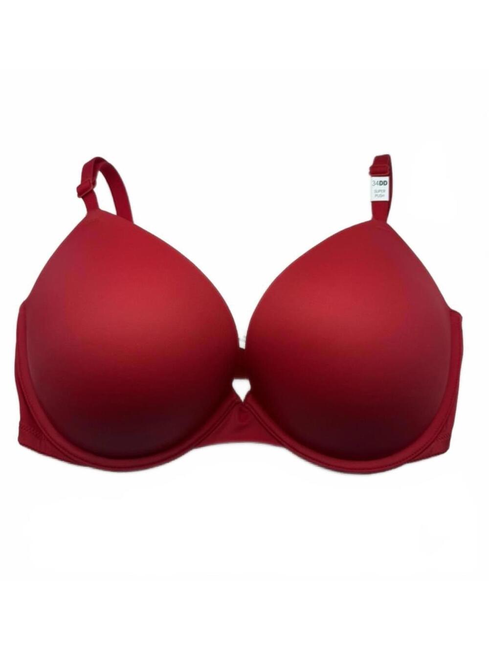 VICTORIA'S SECRET PINK WEAR EVERYWHERE SUPER PUSH UP BRA 34DD RED SEXY NWT